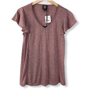 Bobeau Short Sleeve Ruffle Sleeve Top Shirt